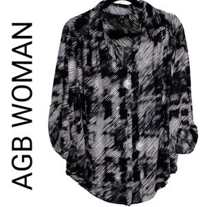 AGB WOMAN BUTTON UP BLOUSE - BLACK & WHITE